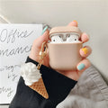 Silicone cylinder ice cream design protective case for Apple AirPods 2 in a photo colour.