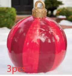 Large 60cm diameter inflatable PVC Christmas ball decoration for outdoor tree hanging
