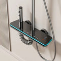 Aluminium digital display shower head set in white or grey with temperature control.