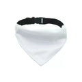 White adjustable polyester dog scarf designed for thermal transfer customisation with four size options