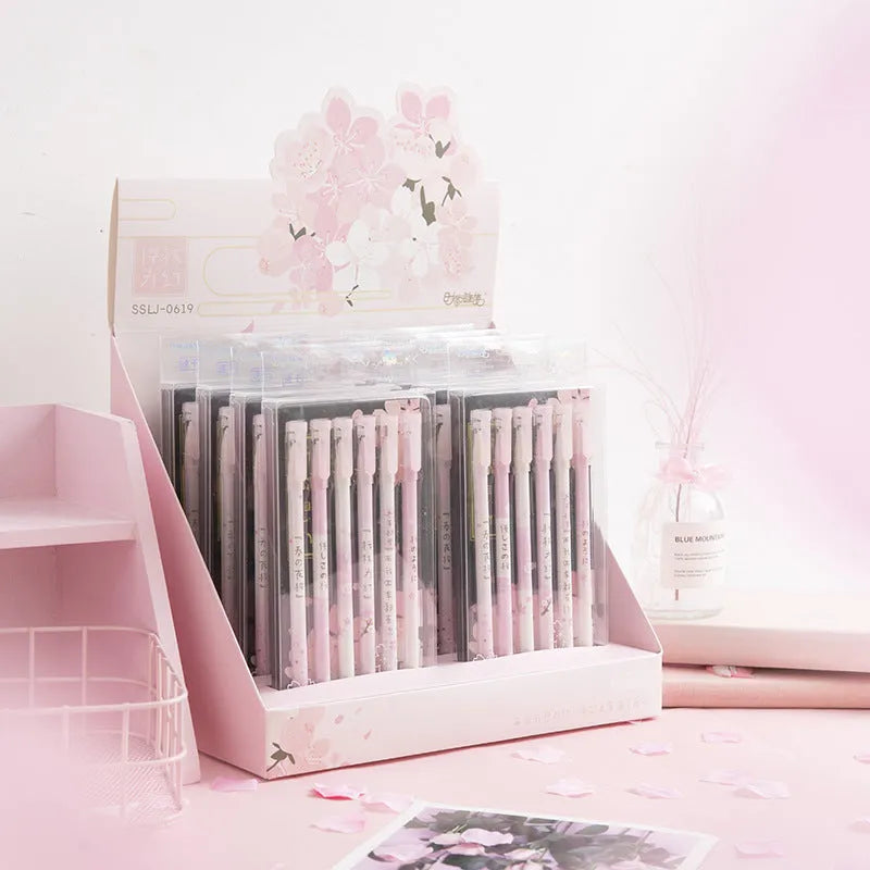 Set of six black Creative Sakura gel pens with 0.5mm needle tips on a white background.