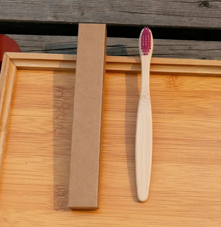 Eco friendly bamboo soft fibre toothbrush with biodegradable handle for adults