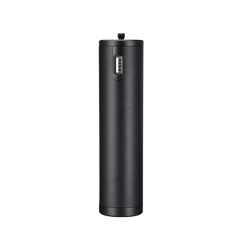 Black aluminium alloy charging treasure handle with 6800mAh battery capacity measuring 12.5cm