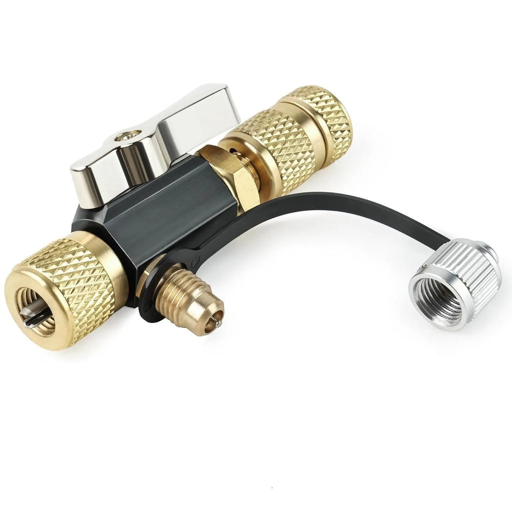 Vacuum valve core disassembly tool set with black and pink metal valve removers in different thread sizes