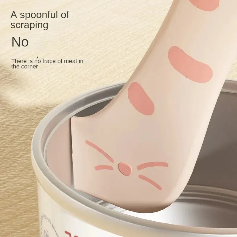 Pet food accessory set with can opener, mixing spoon, and silicone sealing lid in choice of colours