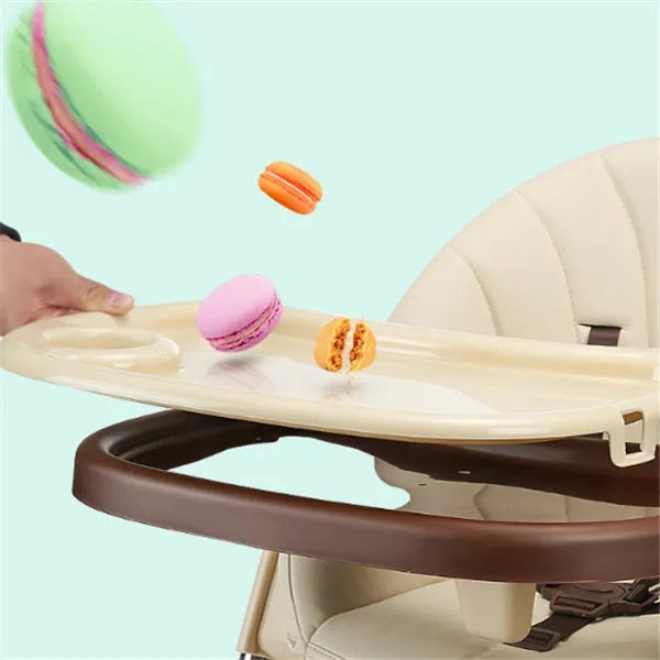 Baby chair for toddlers 24 months plus with grow-up design and eco-friendly waterproof plate, available in pink.