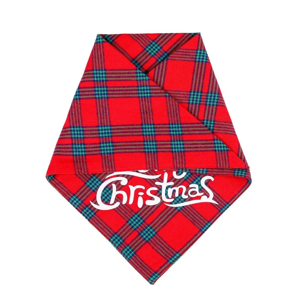 Christmas dog bib in pure cotton with classic snowman pattern, size L65x45x45cm