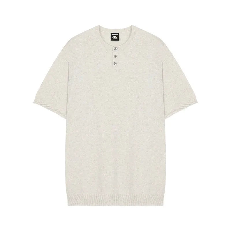 Men's short-sleeved ice silk knitted bottoming shirt in slim-fit style