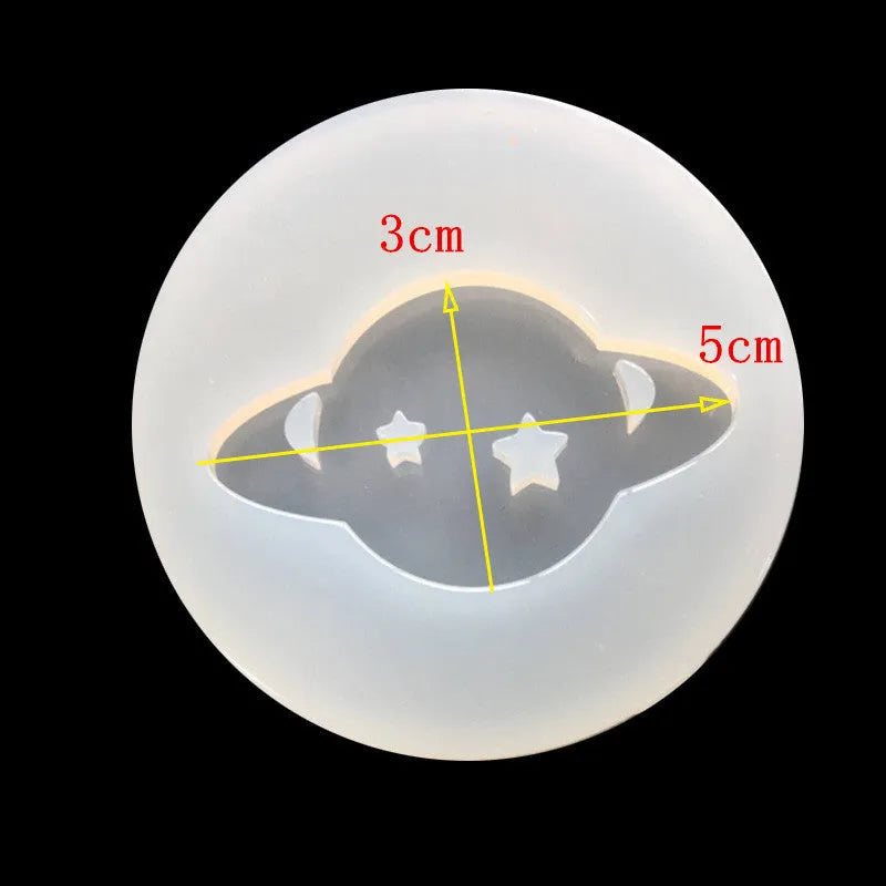 Silicone full mirror planet mould for DIY epoxy resin jewellery casting, 6.5cm diameter.