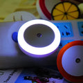 LED induction lamp with round halo nightlight in blue, red, white, or yellow for market stalls.