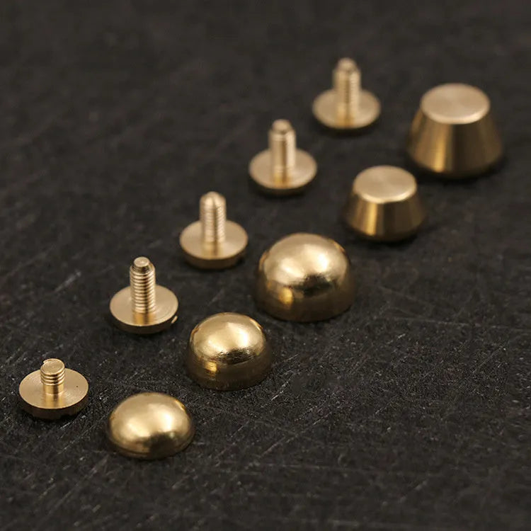 Brass decorative buckle foot nails in 10x6mm and 12x7mm round and bucket shapes
