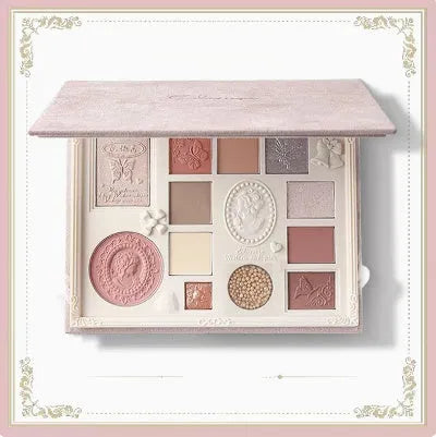 Embossed all-in-one eyeshadow highlighter blush plate with 8 colours, Almond Baked Milk shade