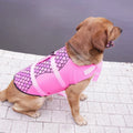 Pet life jacket vest for dogs in polyester, available in Rose Red and Silver Grey sizes XS to L