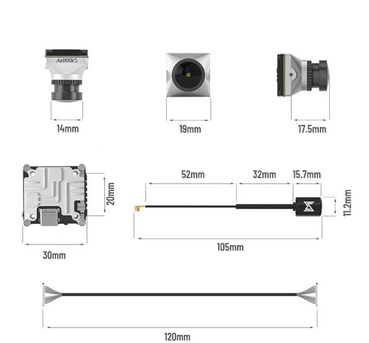 Silver Caddx ADAPTS DJI FPV Vista digital transmission kit with wires and screws