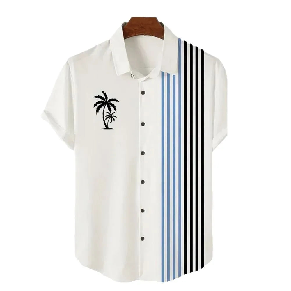 Men's Hawaiian summer shirt with colourful 3D printed pattern and short sleeves