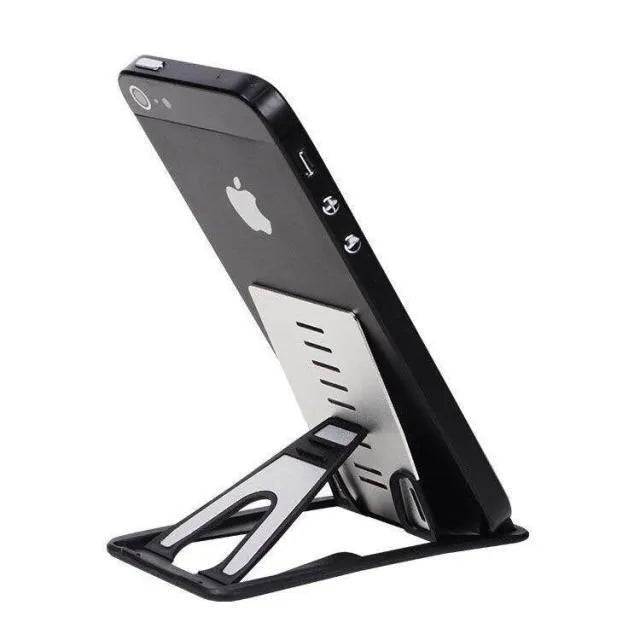 Black minimalist card phone holder for desk, measuring 8.5cm wide by 5cm deep.