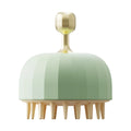 Green pet shampoo massage brush for dog washing and cat bathing with drainage holes