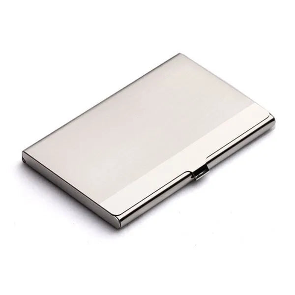 304 stainless steel business card case with geometric design and laser sculpture surface finishes