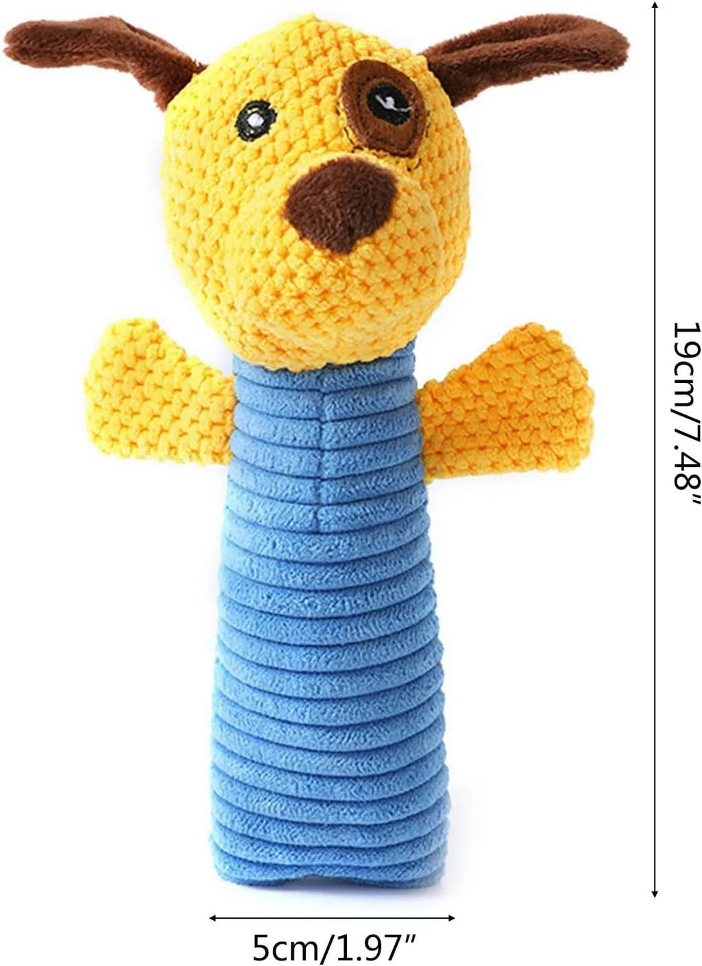 Squeaky plush dog chew toy in animal shape with cleaning massage texture