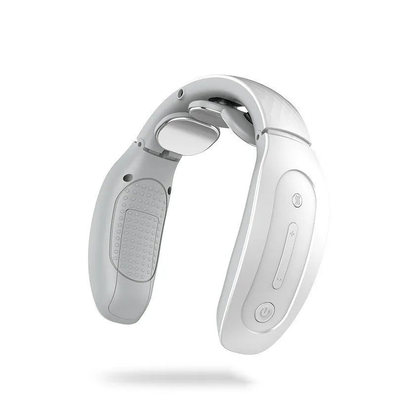 Red and white intelligent cervical massager with three massage contacts for neck, back, and leg pain relief