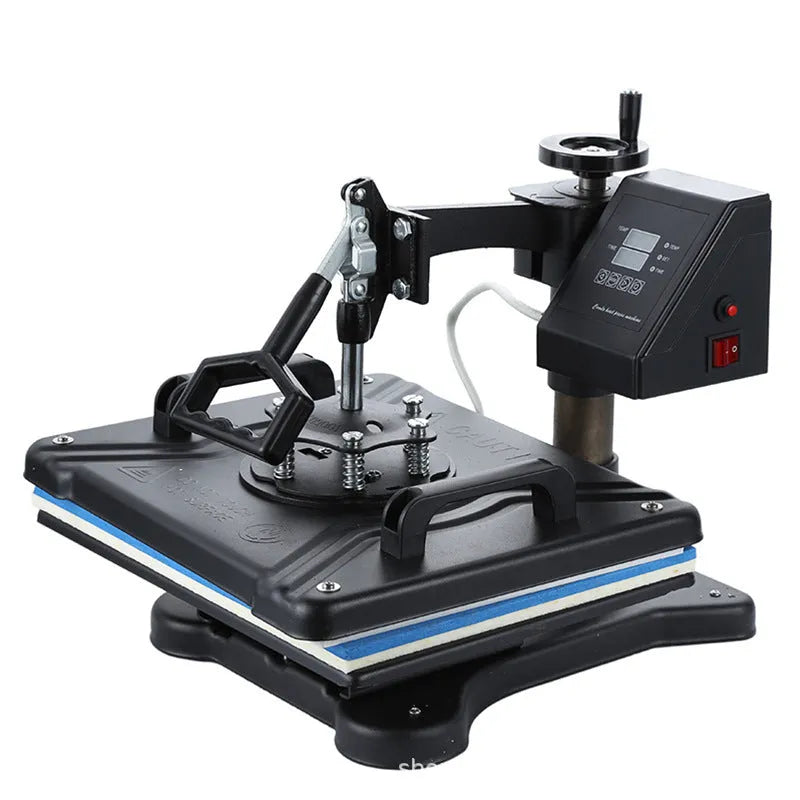 Black thermal transfer heat press machine for T-shirt and fabric printing with control panel