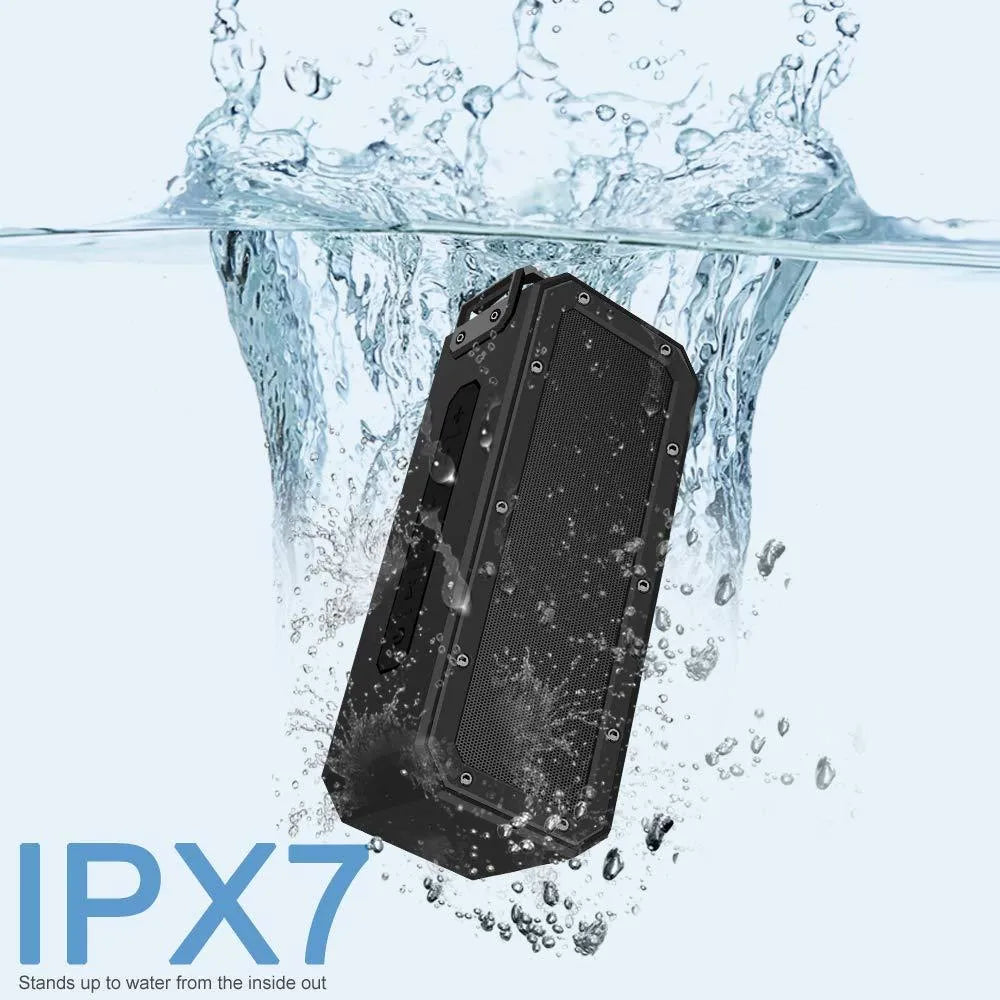 Black or blue outdoor waterproof portable 40W Bluetooth speaker with carrying rope.