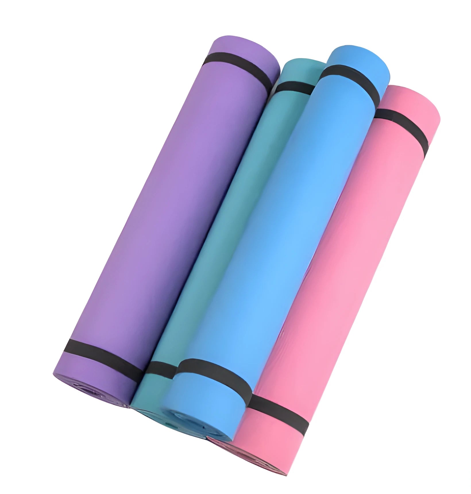 Red EVA fitness yoga mat, 173cm long, shown flat on a wooden floor.