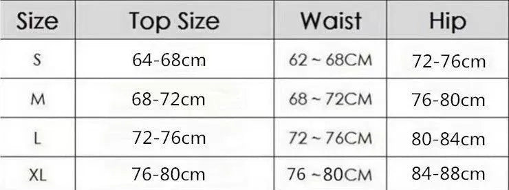 Black and orange solid colour women's one-piece polyester swimsuit on size chart.