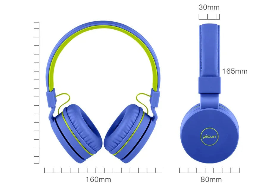 BENGOO wired over-ear headset with microphone in mint green, showing 3.5mm plug and soft braid cable.