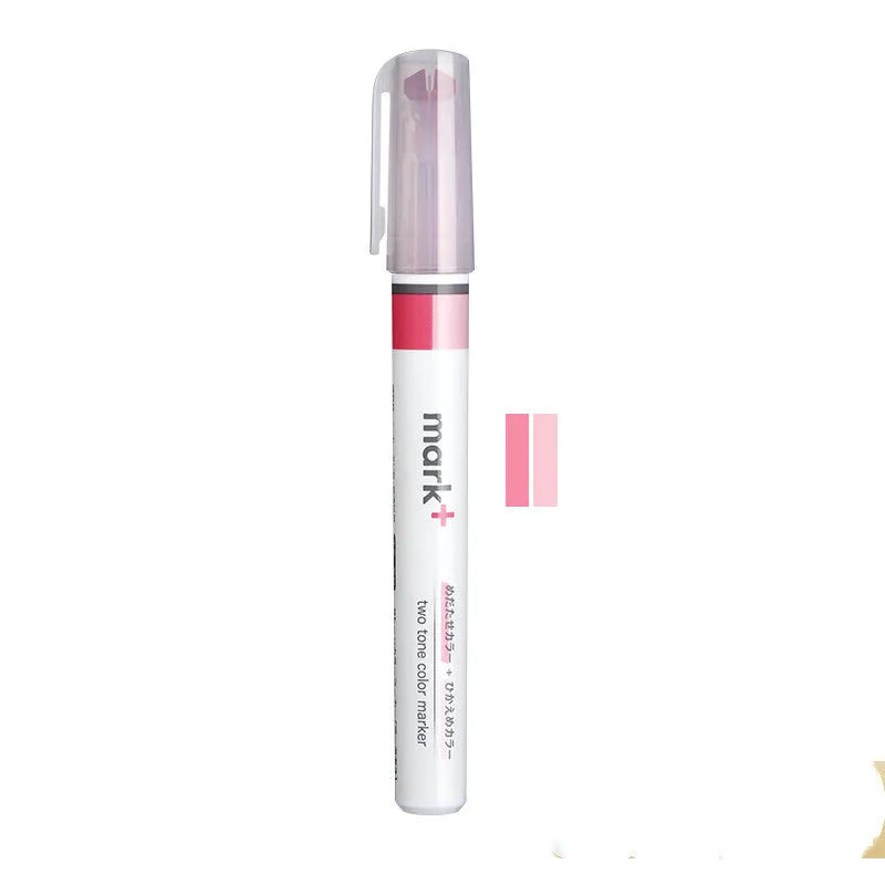 Mark+ series fibre tip highlighter marker pen in six colours: Green, Grey Blue, Grey Pink, Grey Yellow, Pink, Yellow.