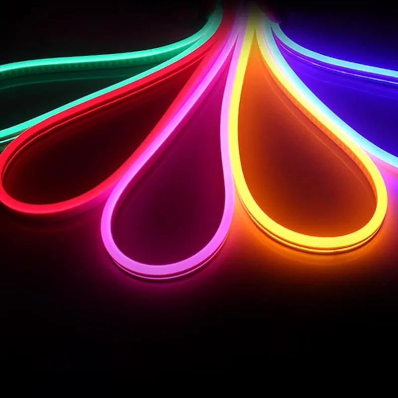 100-metre reel of flexible 12V silicone neon LED strip lighting in multiple colour options.