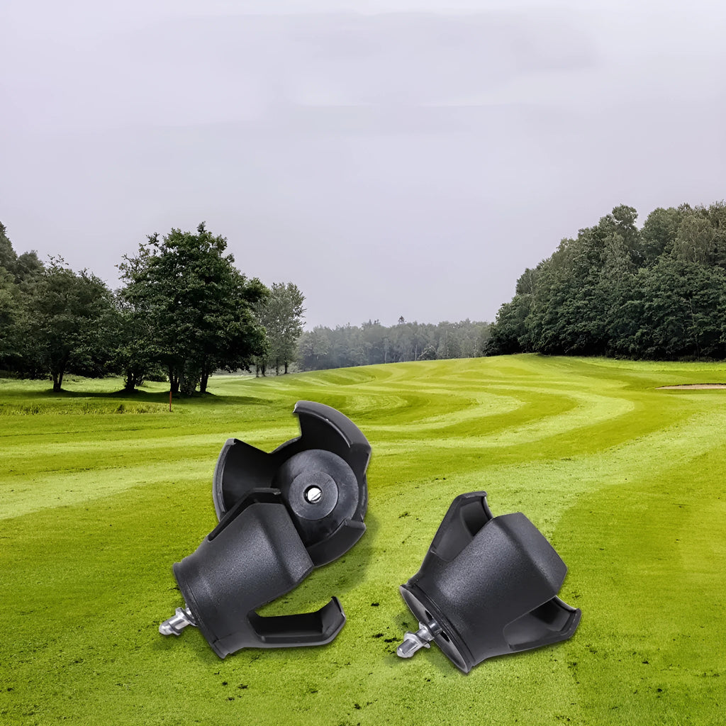 Black golf ball picker device with putter-style seat and clip mechanism for retrieving balls