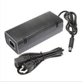Black Microsoft Xbox 360 E AC power adapter with cable and plug.