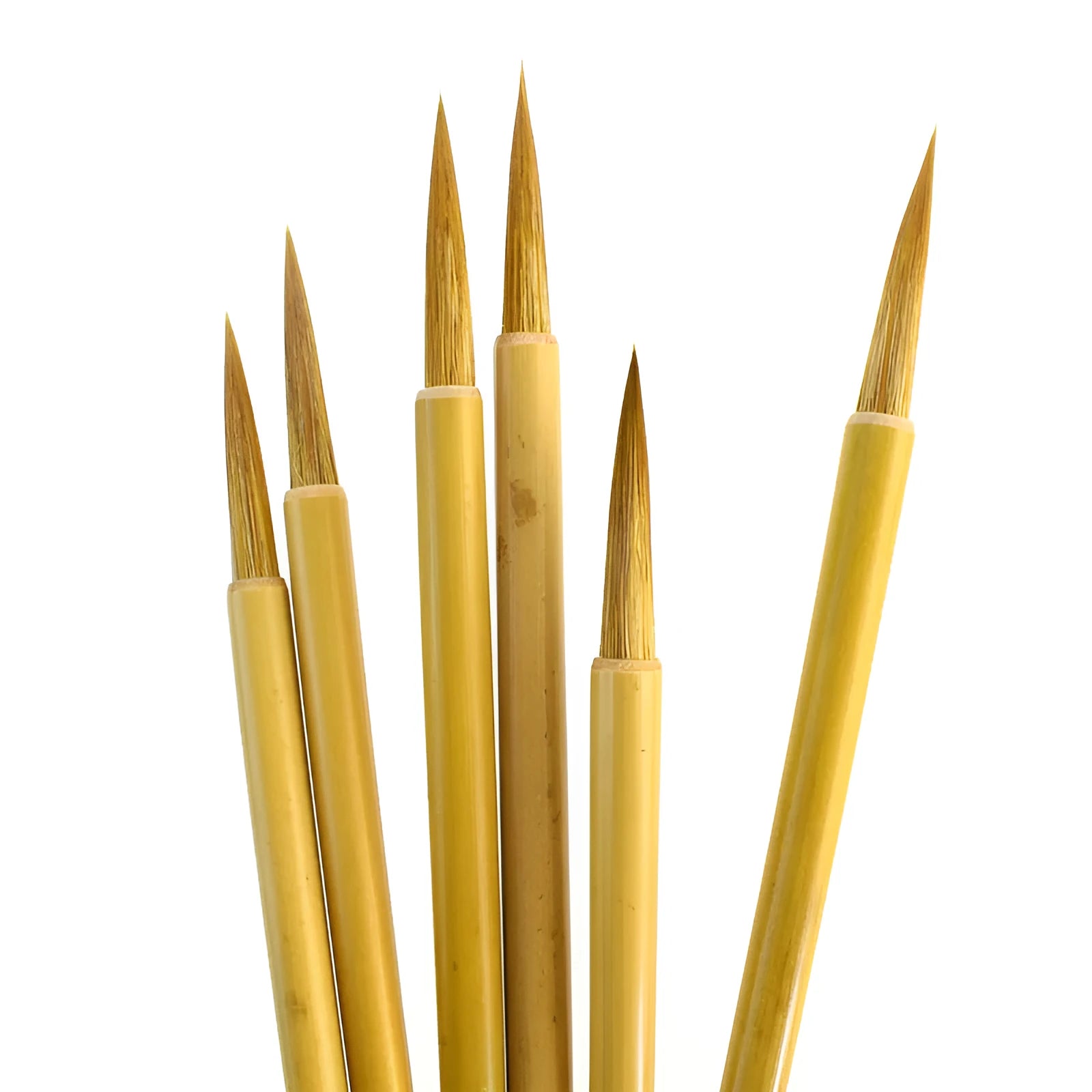 Langhao traditional Chinese calligraphy brush with wolf hair bristles and a hook line tip, shown in size S.