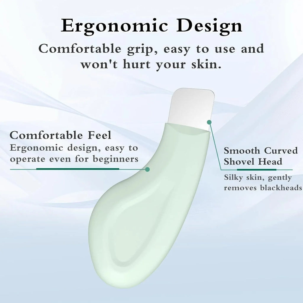 Stainless steel blackhead scraper tool with a non-slip handle for facial pore cleansing