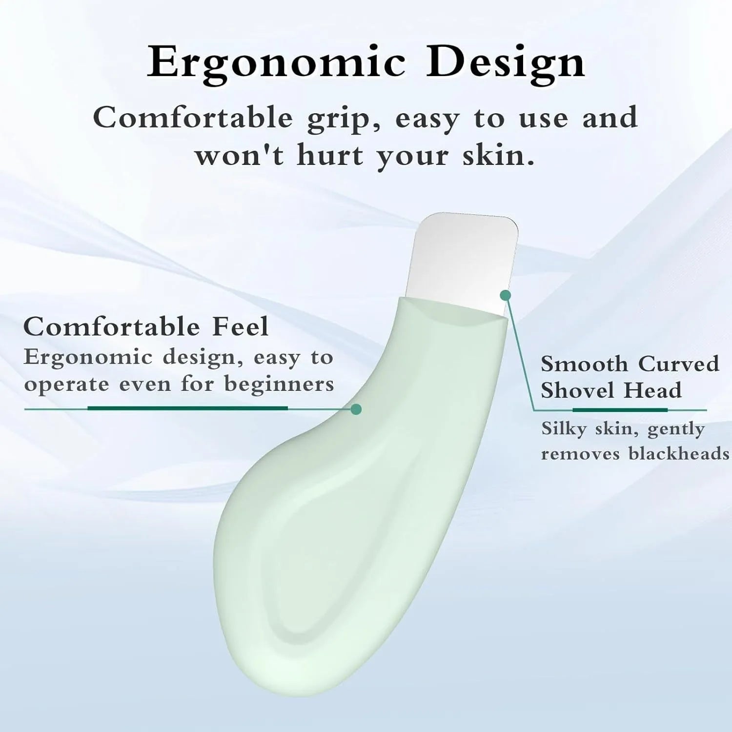 Stainless steel blackhead scraper tool with a non-slip handle for facial pore cleansing