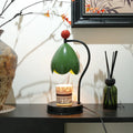 Linglan modern style melting wax lamp with ceramic dish on metal stand in cream white colour