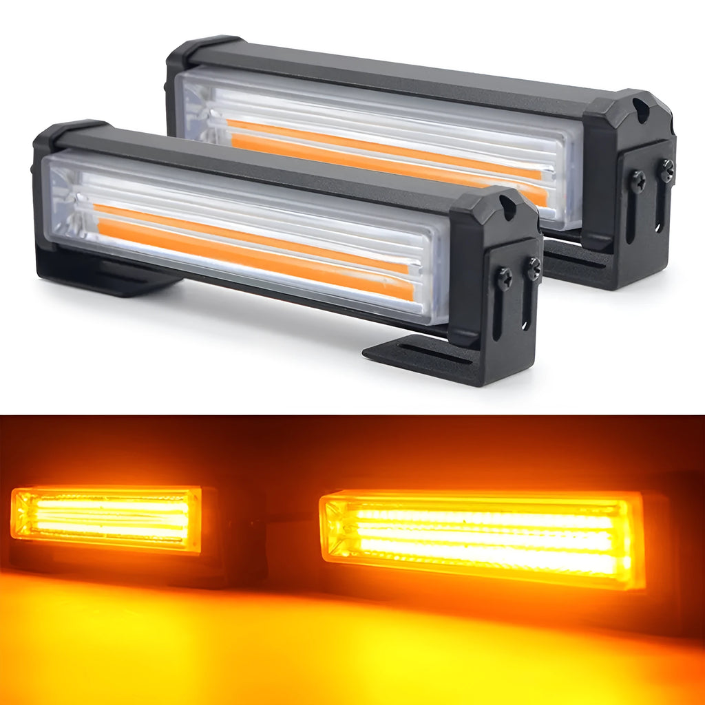 Yellow 208 model vehicle strobe light with 160mm diameter aluminium alloy and PC housing.