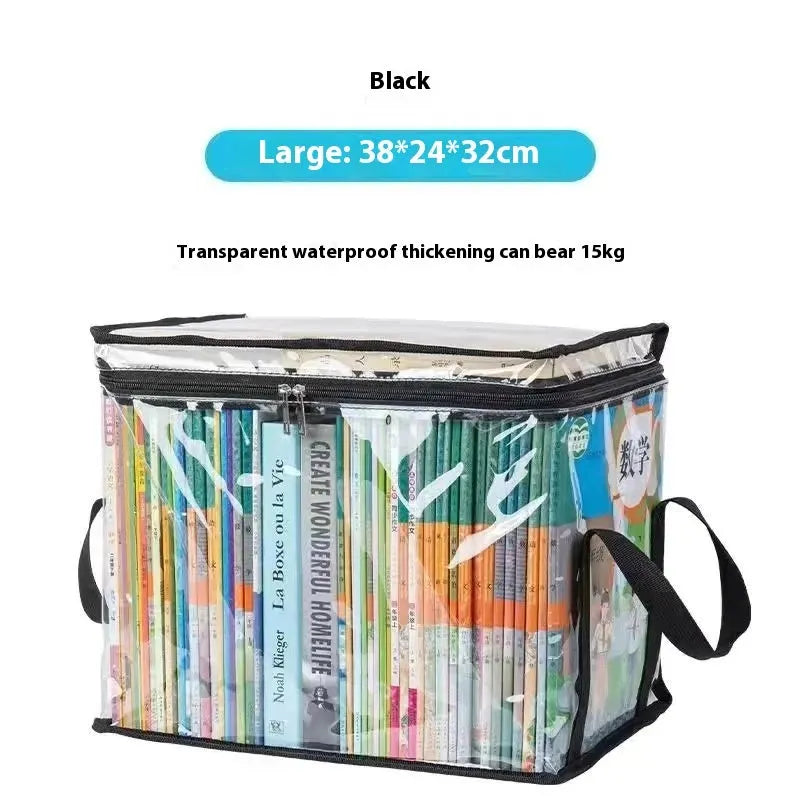Large foldable PVC storage bag in black or white with transparent panels and a 24L capacity.
