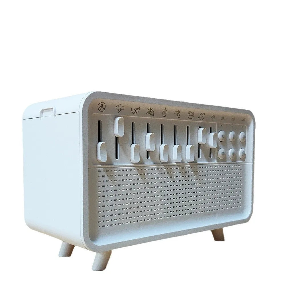 White geometric 3-in-1 Bluetooth speaker white noise machine humidifier with night light and aroma therapy