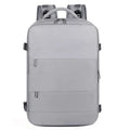 Large-capacity purple travel backpack with multiple compartments and air-pillow straps for organised travel