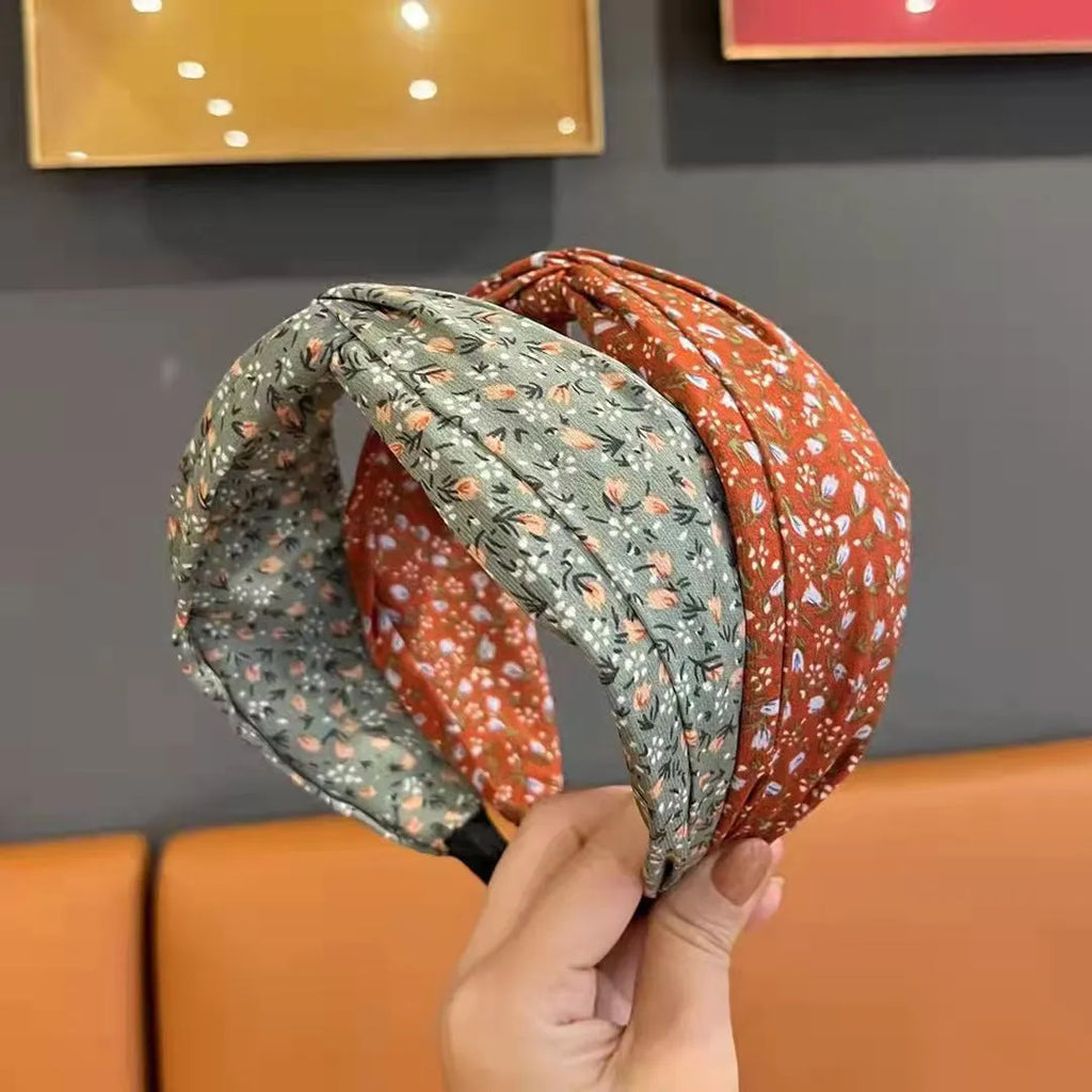 Retro French wide brim hair band in cloth with fu character Korean style, available in six colours