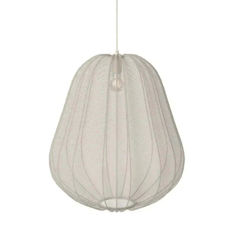 Japanese-style grey-blue net pumpkin shaped pendant ceiling lamp with a branched iron frame.