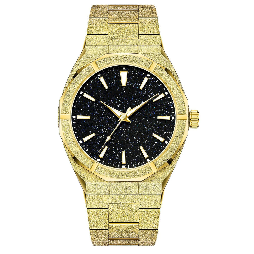 Men's business watch with stainless steel frosted case and luminous hands in silver colour option