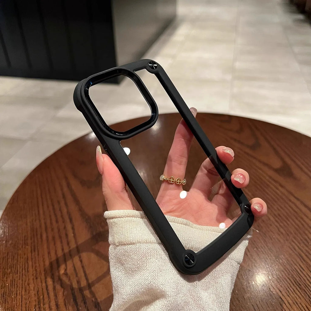 Transparent frosted silicone phone case for iPhone, drop-resistant non-yellowing, black colour