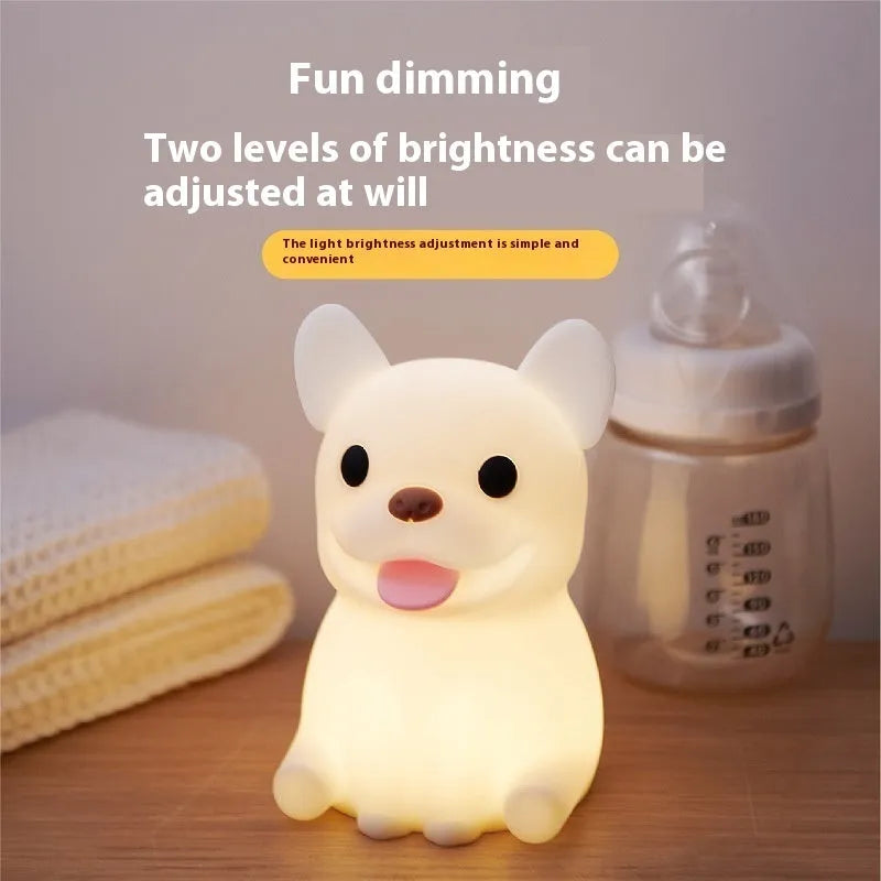 Silicone animal-shaped USB night light with dimming function for bedside use