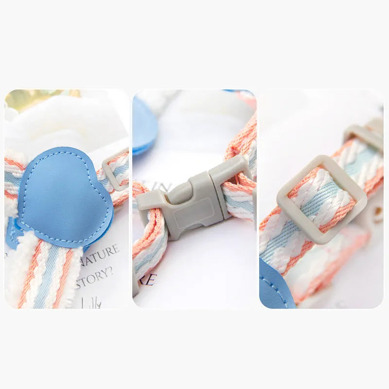 Blue breathable chest vest dog leash 1.5m for small medium dogs like Corgi Shiba Inu Bichon