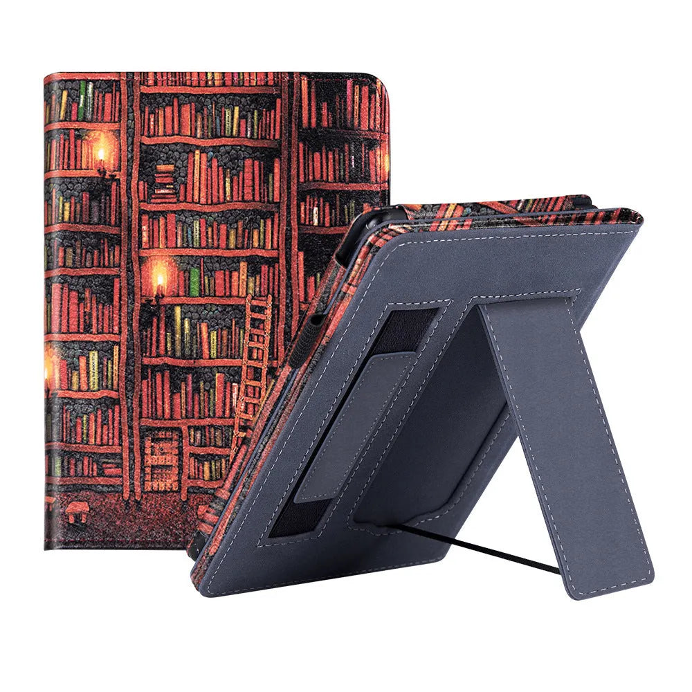 Kindle Paperwhite leather case with integrated wrist strap in a choice of colours including black calfskin.