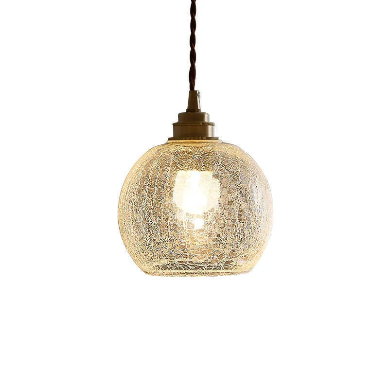 Retro brass and glass ball chandelier ceiling light with copper body