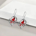 Silver alloy earrings with red love bird and water droplet design